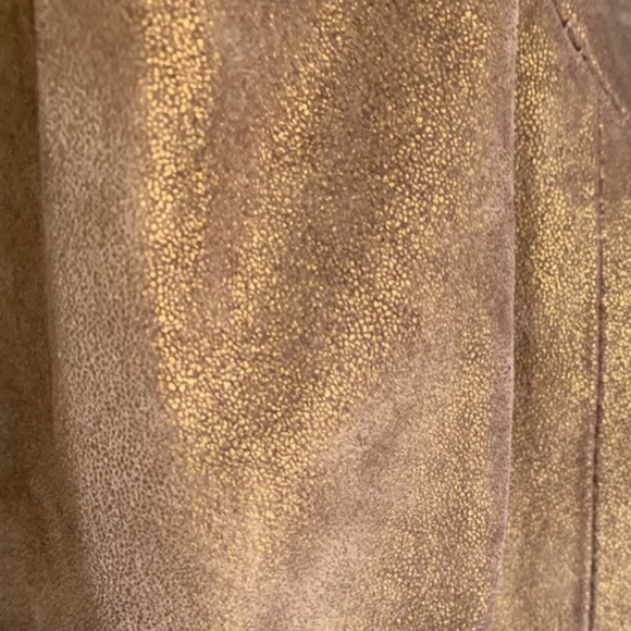 Lulu & Veronica Burnished Gold Metallic Leather Cropped Jacket Small - Picture 9 of 10